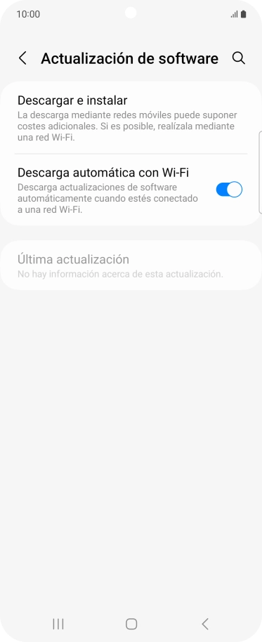 Pulsa Descargar e instalar. Si hay una versión de software nueva disponible, aparecerá ahora en la pantalla. Sigue las indicaciones de la pantalla para actualizar el software del teléfono. Pulsa Descargar e instalar. Si hay una versión de software nueva disponible, aparecerá ahora en la pantalla. Sigue las indicaciones de la pantalla para actualizar el software del teléfono.