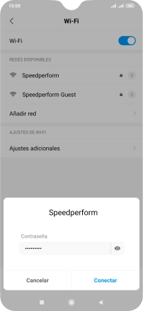 Introduce la contraseña de la red wifi y pulsa Conectar.