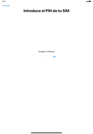 Si es necesario desbloquear la tarjeta SIM, introduce el código PIN y pulsa OK. Si es necesario desbloquear la tarjeta SIM, introduce el código PIN y pulsa OK.