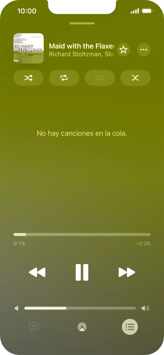 Pulsa el icono de reproducción aleatoria para activar o desactivar la función. Pulsa el icono de reproducción aleatoria para activar o desactivar la función.