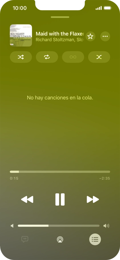 Pulsa el icono de reproducción aleatoria para activar o desactivar la función. Pulsa el icono de reproducción aleatoria para activar o desactivar la función.