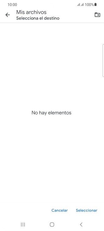 Si deseas crear una nueva carpeta, pulsa el icono de nueva carpeta y sigue las indicaciones de la pantalla para crearla. Si deseas crear una nueva carpeta, pulsa el icono de nueva carpeta y sigue las indicaciones de la pantalla para crearla.