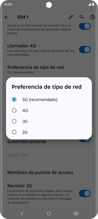 Pulsa el tipo de red deseado. Pulsa el tipo de red deseado.