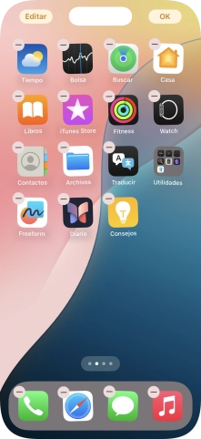 Pulsa el icono de página de pantalla de inicio. Pulsa el icono de página de pantalla de inicio.