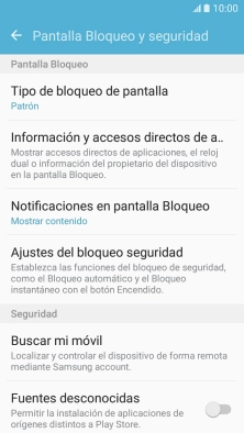 Pulsa Tipo de bloqueo de pantalla e introduce el código de seguridad actual. Pulsa Tipo de bloqueo de pantalla e introduce el código de seguridad actual.