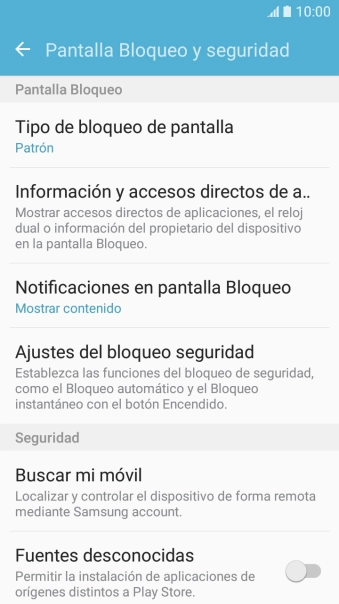 Pulsa Tipo de bloqueo de pantalla e introduce el código de seguridad actual. Pulsa Tipo de bloqueo de pantalla e introduce el código de seguridad actual.