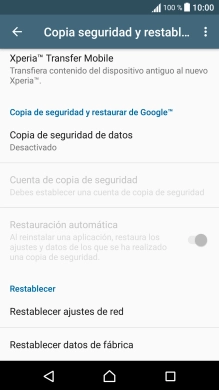 Pulsa Restablecer datos de fábrica.