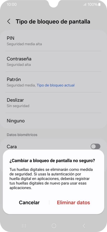 Pulsa Eliminar datos.