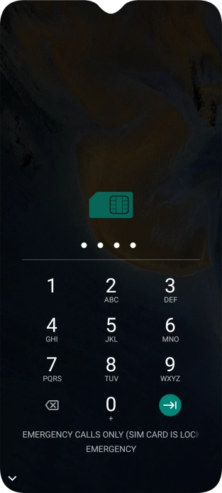 Si tu tarjeta SIM está bloqueada, introduce el código PIN y pulsa la flecha hacia la derecha. Si tu tarjeta SIM está bloqueada, introduce el código PIN y pulsa la flecha hacia la derecha.