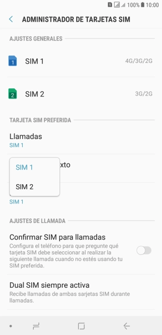 Pulsa la tarjeta SIM deseada. Pulsa la tarjeta SIM deseada.