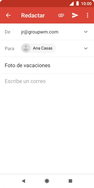 Pulsa en el campo de escritura y escribe el texto del correo electrónico. Pulsa en el campo de escritura y escribe el texto del correo electrónico.