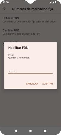 Introduce el código PIN2 y pulsa ACEPTAR. Introduce el código PIN2 y pulsa ACEPTAR.