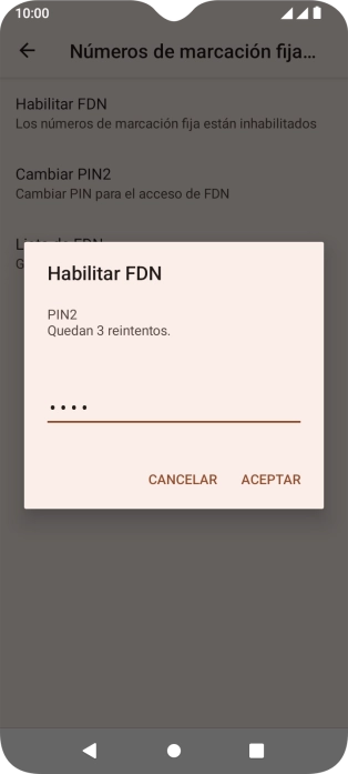 Introduce el código PIN2 y pulsa ACEPTAR. Introduce el código PIN2 y pulsa ACEPTAR.