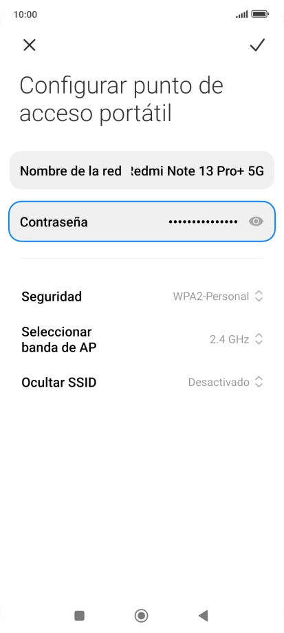Pulsa Nombre de la red e introduce el nombre deseado de la conexión wifi Pulsa Nombre de la red e introduce el nombre deseado de la conexión wifi