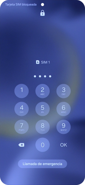Si es necesario desbloquear la tarjeta SIM, introduce el código PIN y pulsa OK. Si es necesario desbloquear la tarjeta SIM, introduce el código PIN y pulsa OK.