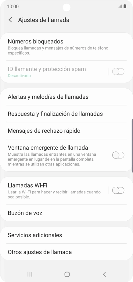 Pulsa Servicios adicionales.