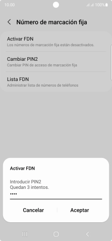 Introduce el código PIN2 y pulsa Aceptar.