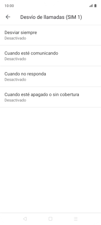 Pulsa el tipo de desvío deseado.