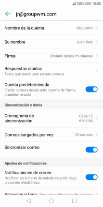 Pulsa Nombre de la cuenta e introduce el nombre de la cuenta de correo electrónico.