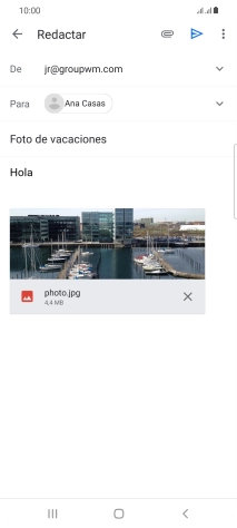 Pulsa el icono de envío cuando termines de escribir el correo electrónico. Pulsa el icono de envío cuando termines de escribir el correo electrónico.