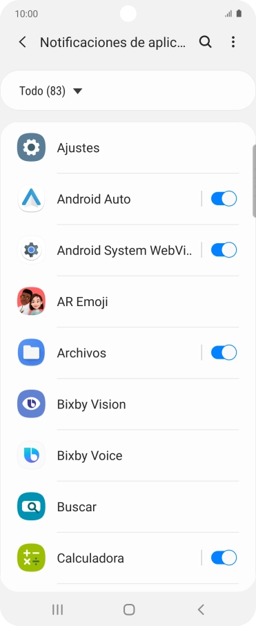 Pulsa el indicador junto a las apps deseadas para activar o desactivar la función. Pulsa el indicador junto a las apps deseadas para activar o desactivar la función.