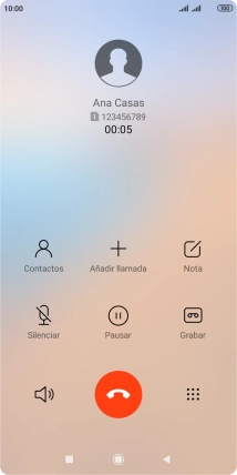 Pulsa el icono de finalizar llamada. Pulsa el icono de finalizar llamada.