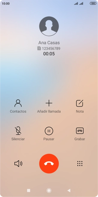 Pulsa el icono de finalizar llamada. Pulsa el icono de finalizar llamada.