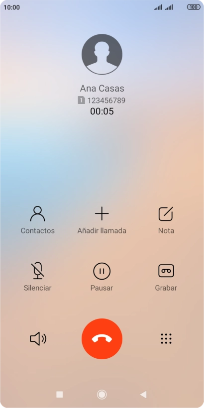 Pulsa el icono de finalizar llamada. Pulsa el icono de finalizar llamada.
