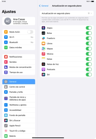 Pulsa Actualización en segundo plano. Pulsa Actualización en segundo plano.
