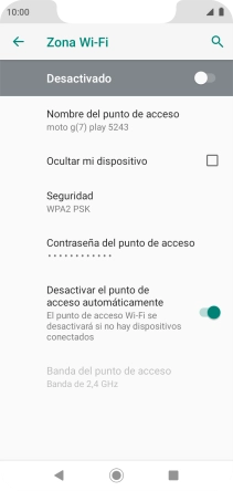 Pulsa Contraseña del punto de acceso.