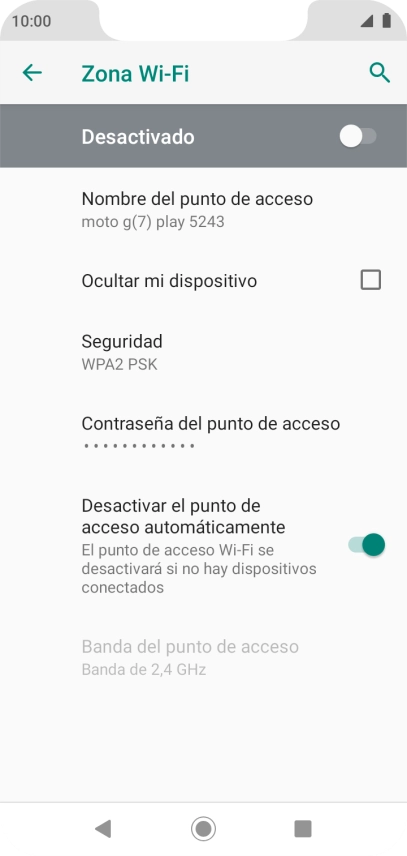 Pulsa Contraseña del punto de acceso.