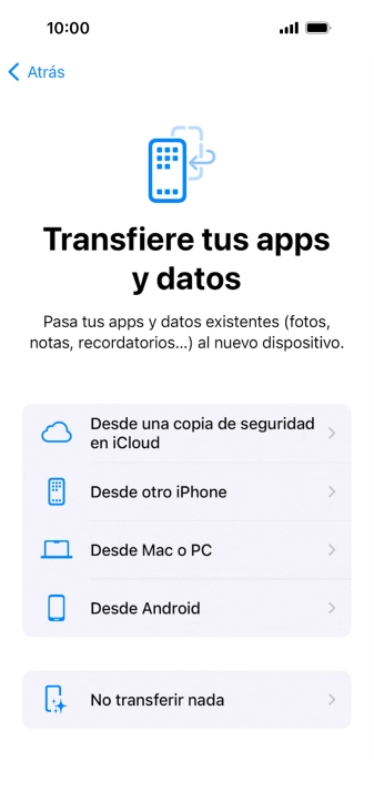 Puedes transferir el contenido de otro teléfono Android cuando el teléfono se activa antes de utilizarlo por primera vez y cuando lo restableces. Cuando aparece esta imagen de pantalla, el teléfono está listo para la transferencia de contenido desde otro teléfono Android. Puedes transferir el contenido de otro teléfono Android cuando el teléfono se activa antes de utilizarlo por primera vez y cuando lo restableces. Cuando aparece esta imagen de pantalla, el teléfono está listo para la transferencia de contenido desde otro teléfono Android.