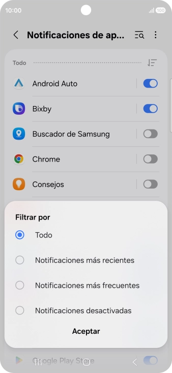 Pulsa el ajuste deseado. Pulsa el ajuste deseado.