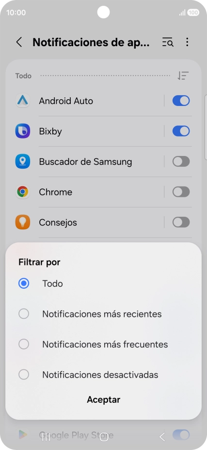 Pulsa el ajuste deseado. Pulsa el ajuste deseado.