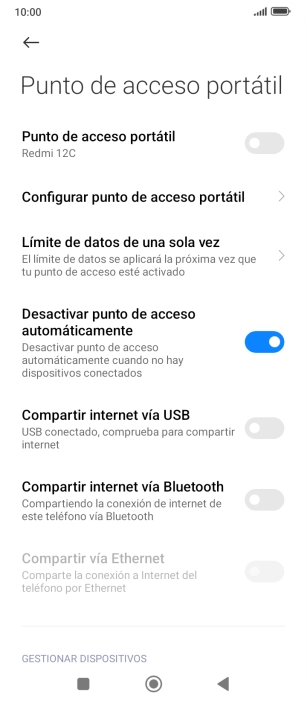 Pulsa Configurar punto de acceso portátil. Pulsa Configurar punto de acceso portátil.