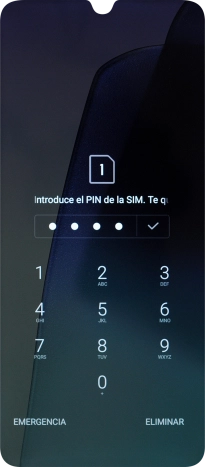 Si es necesario desbloquear la tarjeta SIM, introduce el código PIN y pulsa el icono de aceptar. Si es necesario desbloquear la tarjeta SIM, introduce el código PIN y pulsa el icono de aceptar.