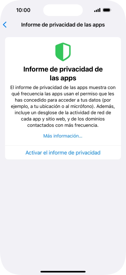 Pulsa Activar el informe de privacidad para activar la función. Pulsa Activar el informe de privacidad para activar la función.