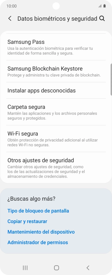 Pulsa Otros ajustes de seguridad. Pulsa Otros ajustes de seguridad.