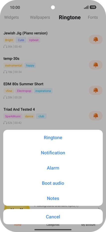 Press Ringtone. Press Ringtone.