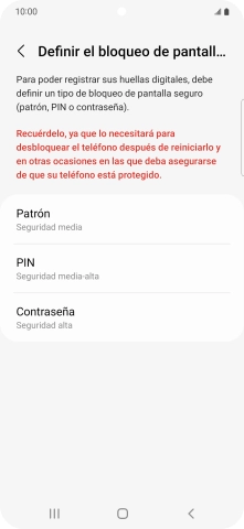 Pulsa el código de seguridad deseado y sigue las indicaciones de la pantalla para crear un código de seguridad del teléfono adicional. Pulsa el código de seguridad deseado y sigue las indicaciones de la pantalla para crear un código de seguridad del teléfono adicional.