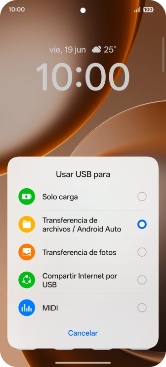 Pulsa Transferencia de archivos / Android Auto. Pulsa Transferencia de archivos / Android Auto.
