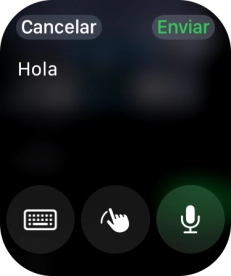 Pulsa el icono de micrófono y di el mensaje en alto. Pulsa el icono de micrófono y di el mensaje en alto.
