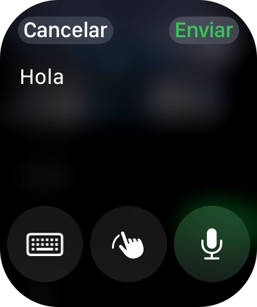 Pulsa el icono de micrófono y di el mensaje en alto. Pulsa el icono de micrófono y di el mensaje en alto.
