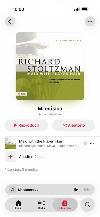 Desplázate a la categoría o a la lista de reproducción deseada y pulsa el archivo de música deseado. Desplázate a la categoría o a la lista de reproducción deseada y pulsa el archivo de música deseado.