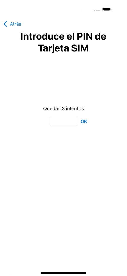 Si es necesario desbloquear la tarjeta SIM, introduce el código PIN y pulsa OK. Si es necesario desbloquear la tarjeta SIM, introduce el código PIN y pulsa OK.
