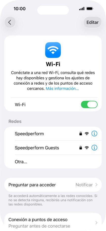 Pulsa la red wifi deseada e introduce la contraseña de esta red.