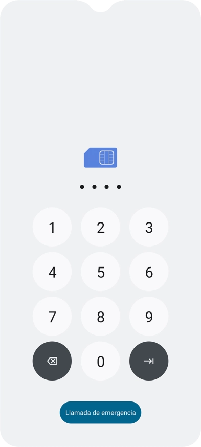 Si lo solicita el teléfono, introduce el código PIN y pulsa la flecha hacia la derecha. Si lo solicita el teléfono, introduce el código PIN y pulsa la flecha hacia la derecha.