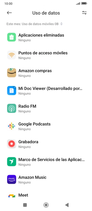 El consumo total de datos del período seleccionado aparece ahora en la pantalla. El consumo total de datos del período seleccionado aparece ahora en la pantalla.