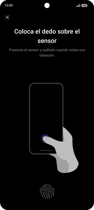 Sigue las indicaciones de la pantalla para crear una huella digital como código de seguridad. Sigue las indicaciones de la pantalla para crear una huella digital como código de seguridad.
