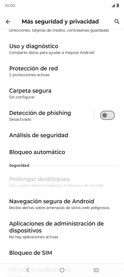 Pulsa Bloqueo de SIM. Pulsa Bloqueo de SIM.